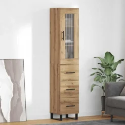 vidaXL Highboard Artisan Eiken 34,5 x 34 x 180 cm Bewerkt hout