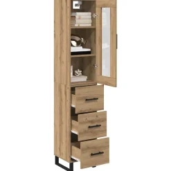 vidaXL Highboard Artisan Eiken 34,5 x 34 x 180 cm Bewerkt hout