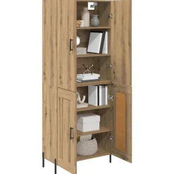 vidaXL Highboard Artisan Eiken 69,5 x 34 x 180 cm Bewerkt hout