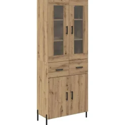 vidaXL Highboard Artisan Eiken 69,5 x 34 x 180 cm Bewerkt hout