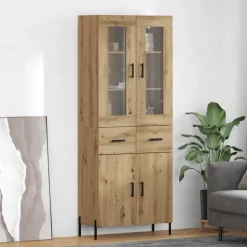vidaXL Highboard Artisan Eiken 69,5 x 34 x 180 cm Bewerkt hout