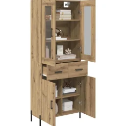 vidaXL Highboard Artisan Eiken 69,5 x 34 x 180 cm Bewerkt hout