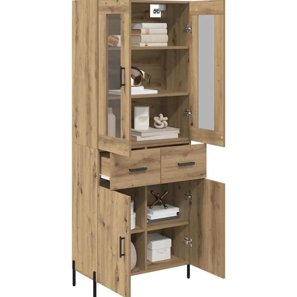 vidaXL Highboard Artisan Eiken 69,5 x 34 x 180 cm Bewerkt hout