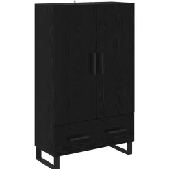 vidaXL Highboard met lade Zwart Eiken 69,5 x 30 x 115 cm Bewerkt hout
