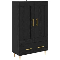 vidaXL Highboard met lade Zwart Eiken 69,5 x 31 x 115 cm Bewerkt hout
