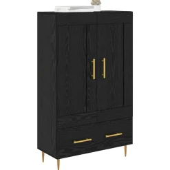 vidaXL Highboard met lade Zwart Eiken 69,5 x 31 x 115 cm Bewerkt hout