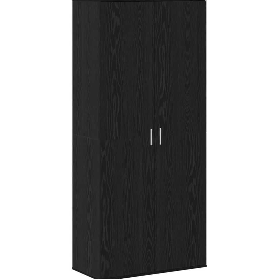 vidaXL Highboard met plank Zwart eiken 80 x 39 x 178 cm Bewerkt hout