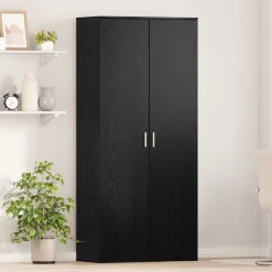 vidaXL Highboard met plank Zwart eiken 80 x 39 x 178 cm Bewerkt hout