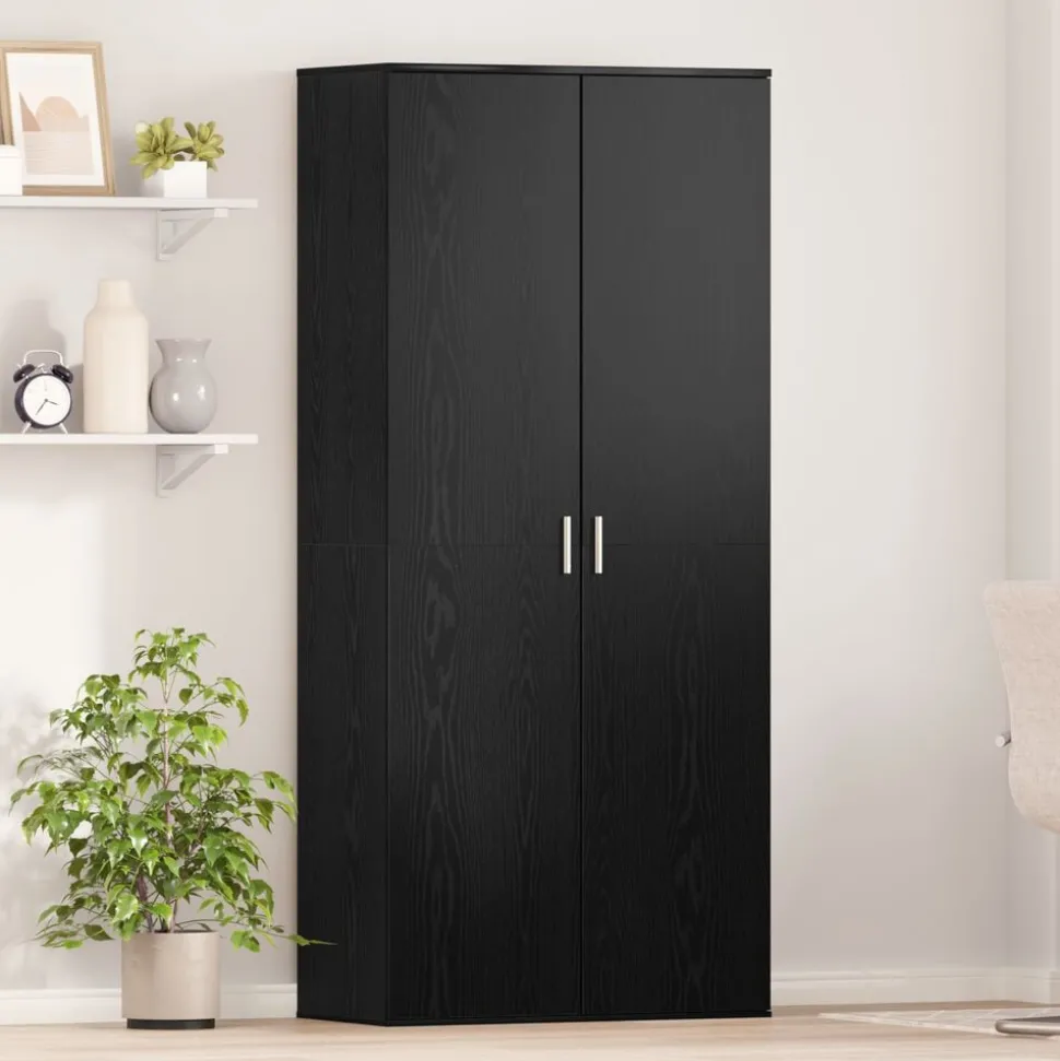 vidaXL Highboard met plank Zwart eiken 80 x 39 x 178 cm Bewerkt hout