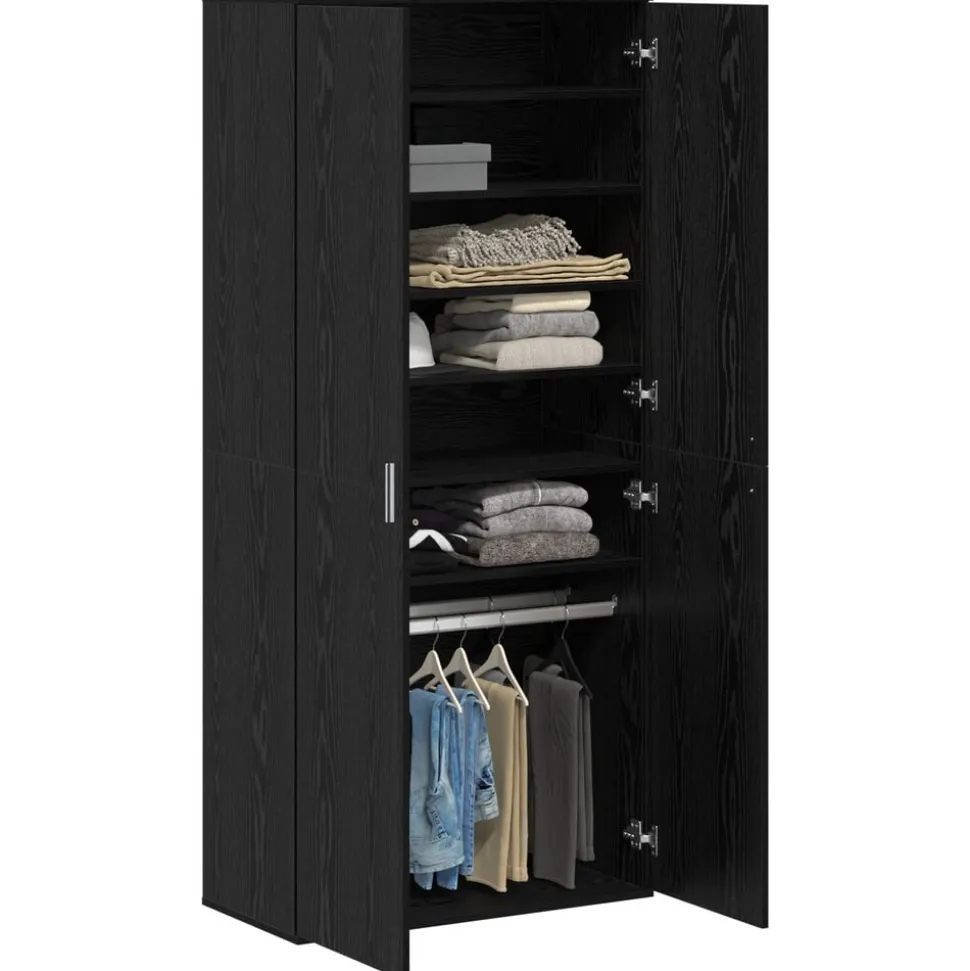 vidaXL Highboard met plank Zwart eiken 80 x 39 x 178 cm Bewerkt hout