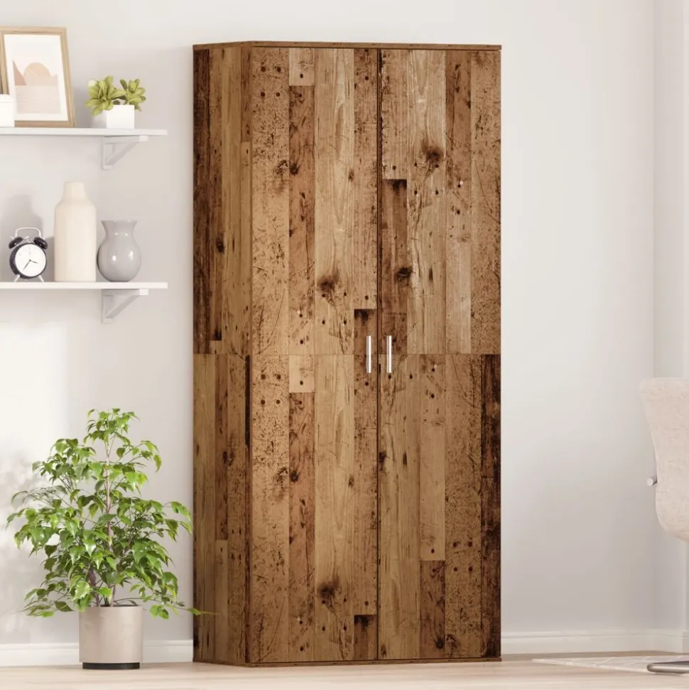 vidaXL Highboard met plank Oud Hout 80 x 39 x 178 cm Bewerkt hout