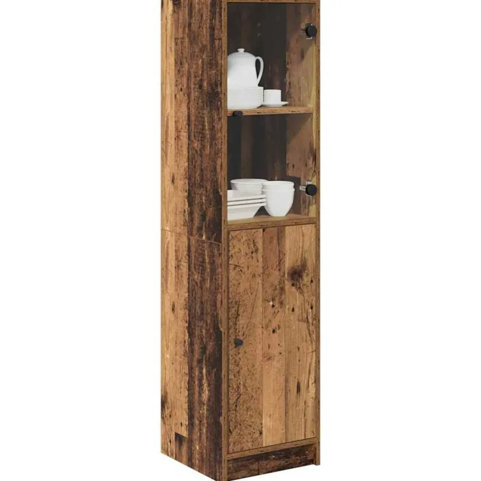 vidaXL Highboard Oud Hout 35 x 37 x 142 cm Bewerkt hout