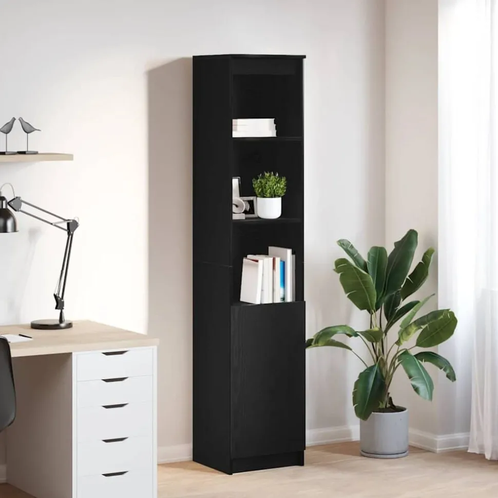 vidaXL Highboard 37,5x35x180 cm spaanplaat zwart eikenkleurig