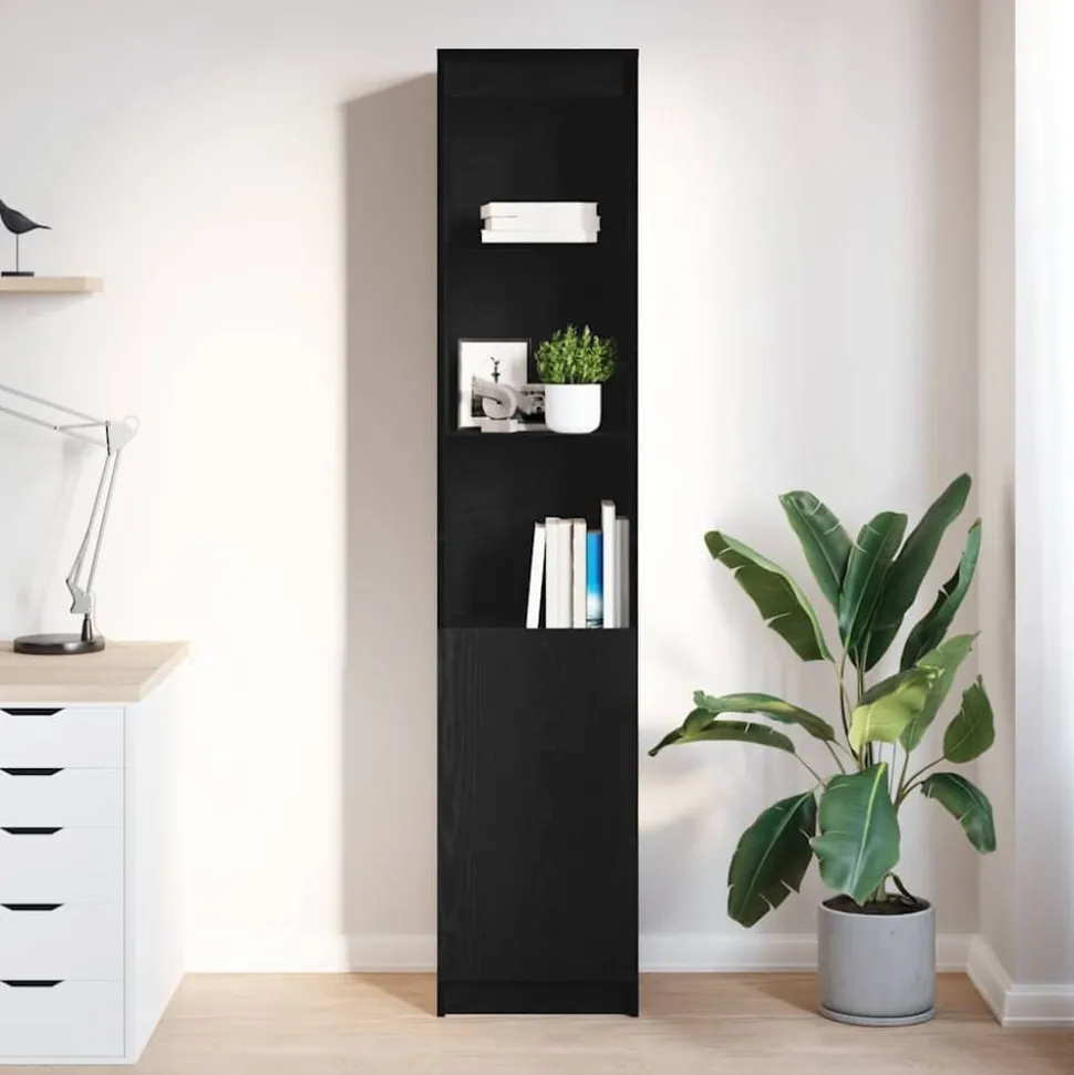 vidaXL Highboard 37,5x35x180 cm spaanplaat zwart eikenkleurig