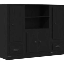 vidaXL Highboard Zwart Eiken 132 x 35,5 x 103,5 cm Bewerkt hout