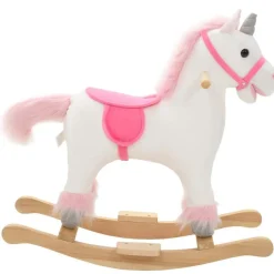 vidaXL Hobbeldier eenhoorn 65x32x58 cm pluche wit en roze