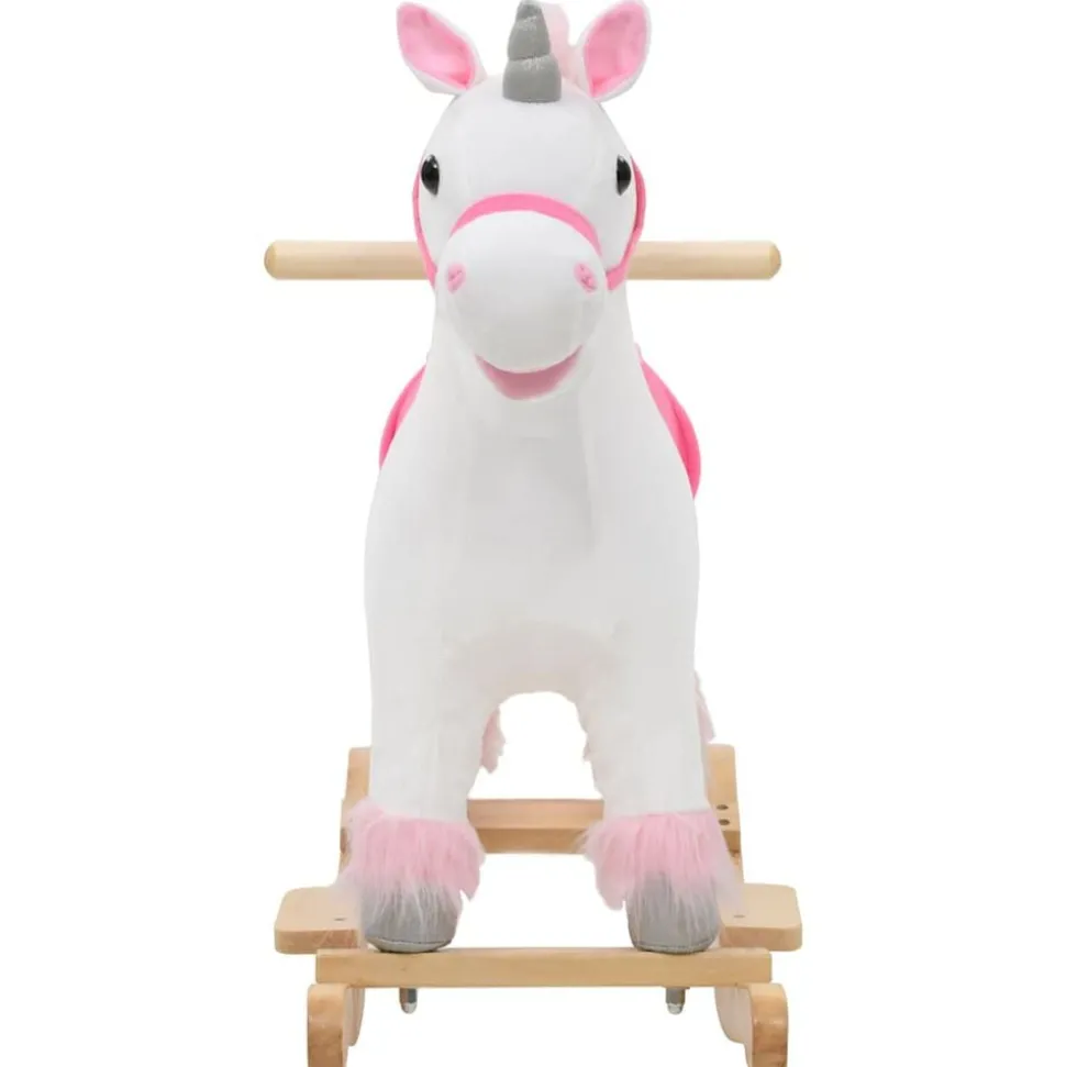 vidaXL Hobbeldier eenhoorn 65x32x58 cm pluche wit en roze