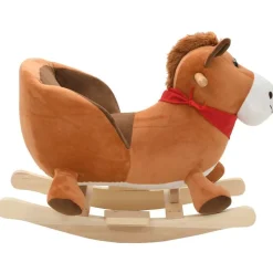 vidaXL Hobbeldier paard met rugleuning 60x32x50 cm pluche bruin