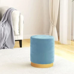 vidaXL Hocker met opbergruimte rond fluweel 31 x 37 cm lichtblauw