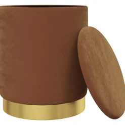 vidaXL Hocker met opbergruimte rond fluweel 31 x 37 cm bruin