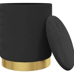 vidaXL Hocker met opbergruimte rond fluweel 31 x 37 cm zwart