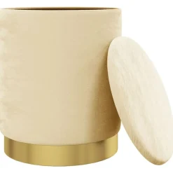 vidaXL Hocker met opbergruimte rond fluweel 31 x 37 cm abrikooskleurig