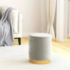 vidaXL Hocker met opbergruimte rond fluweel 31 x 37 cm lichtgrijs