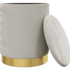 vidaXL Hocker met opbergruimte rond fluweel 31 x 37 cm lichtgrijs