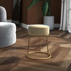 vidaXL Hocker rond fluweel donkergrijs