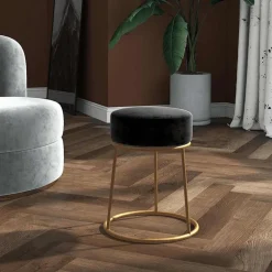 vidaXL Hocker rond fluweel zwart