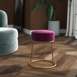 vidaXL Hocker rond fluweel paars