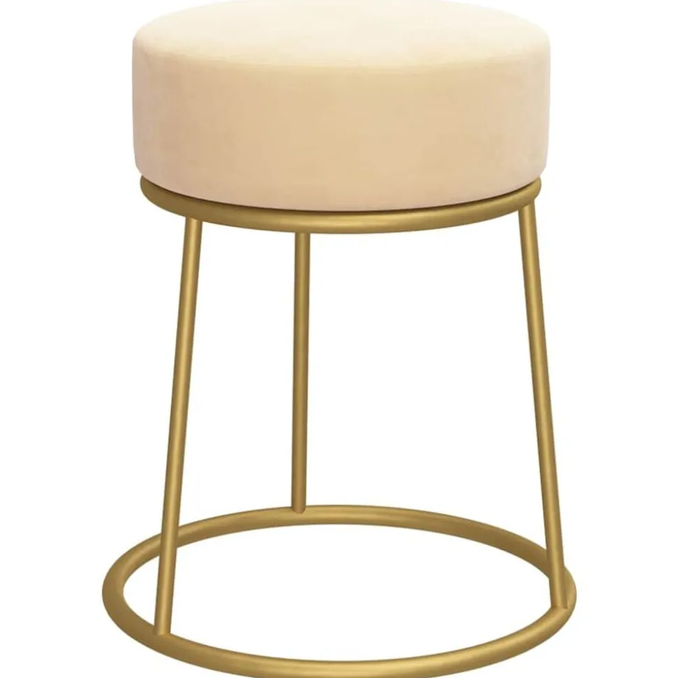 vidaXL Hocker rond fluweel abrikooskleurig