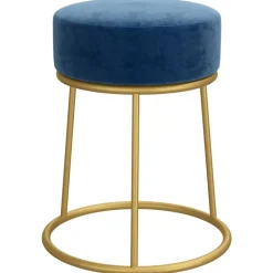 vidaXL Hocker rond fluweel blauw