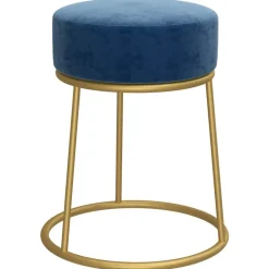 vidaXL Hocker rond fluweel blauw