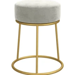 vidaXL Hocker rond fluweel lichtgrijs
