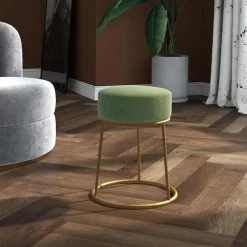 vidaXL Hocker rond fluweel mosterdgroen