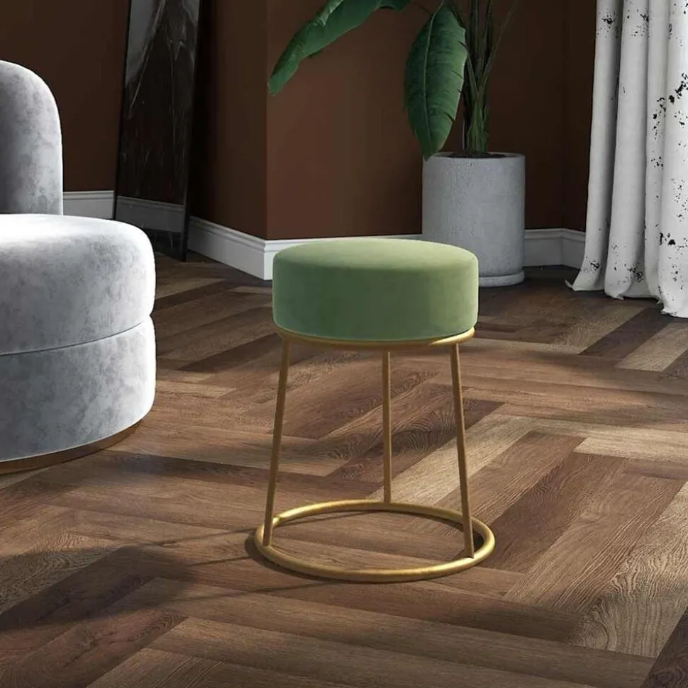 vidaXL Hocker rond fluweel mosterdgroen