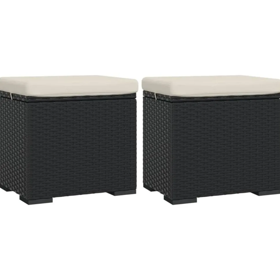 vidaXL Hockers met kussens 2 st 40x30x40 cm poly rattan zwart