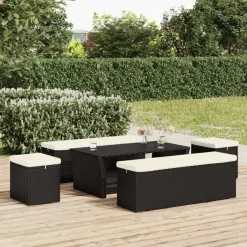 vidaXL Hockers met kussens 2 st 40x30x40 cm poly rattan zwart