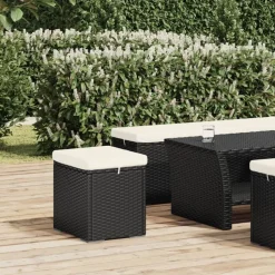 vidaXL Hockers met kussens 2 st 40x30x40 cm poly rattan zwart