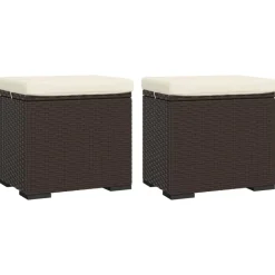 vidaXL Hockers met kussens 2 st 40x30x40 cm poly rattan bruin