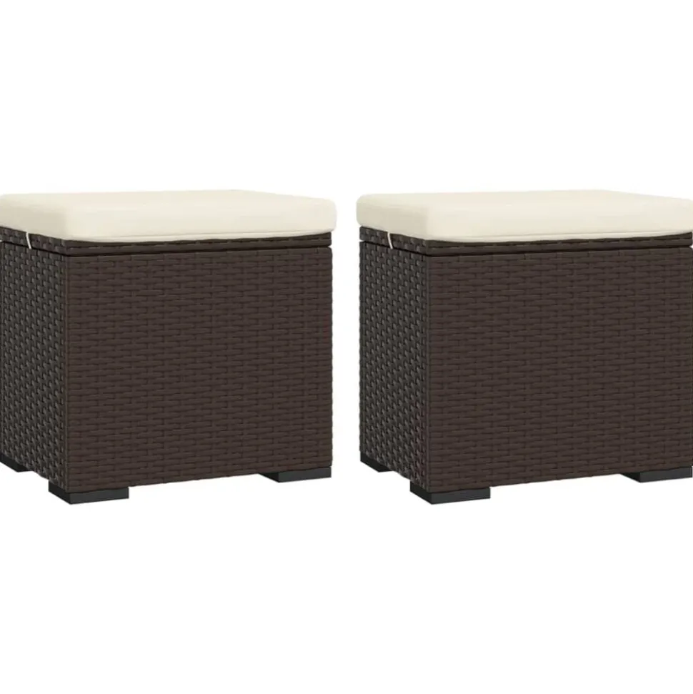 vidaXL Hockers met kussens 2 st 40x30x40 cm poly rattan bruin