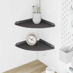 vidaXL Hoek Vloeiende Plank met plank 2 pcs Zwart 24 x 24 x 2 cm