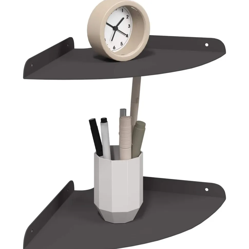 vidaXL Hoek Vloeiende Plank met plank 2 pcs Zwart 24 x 24 x 2 cm