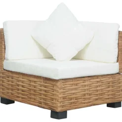 vidaXL Hoekbank met kussens natuurlijk rattan