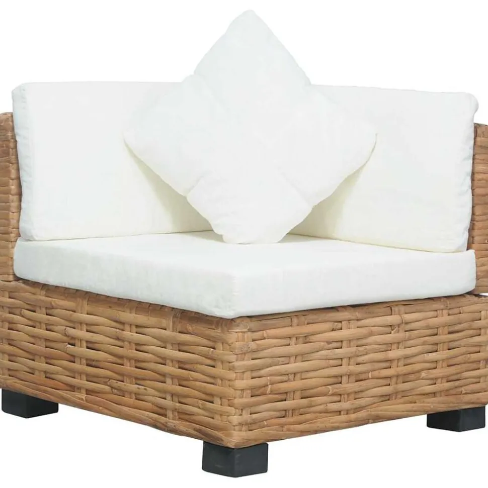 vidaXL Hoekbank met kussens natuurlijk rattan
