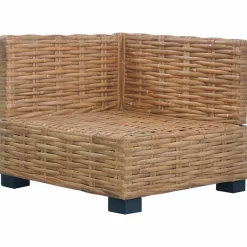 vidaXL Hoekbank met kussens natuurlijk rattan