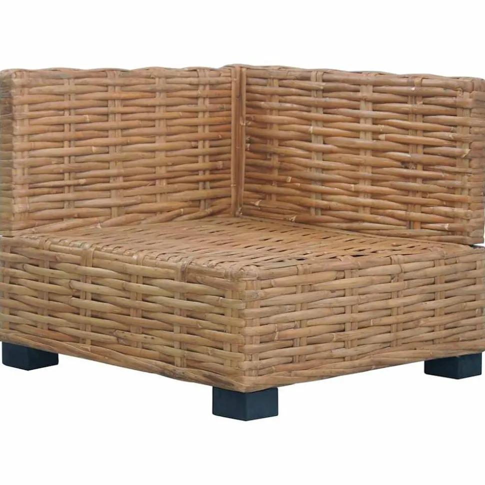 vidaXL Hoekbank met kussens natuurlijk rattan