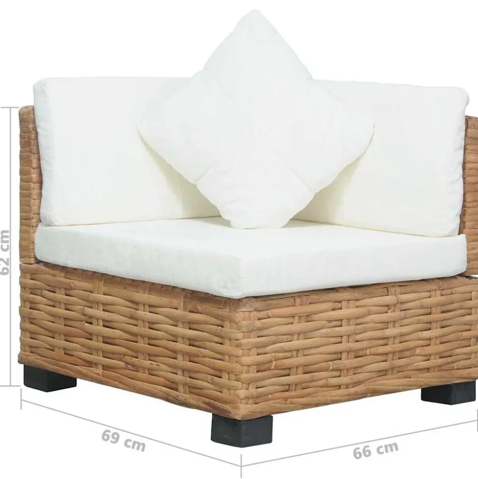 vidaXL Hoekbank met kussens natuurlijk rattan