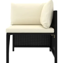 vidaXL Hoekbank sectioneel met kussens poly rattan zwart